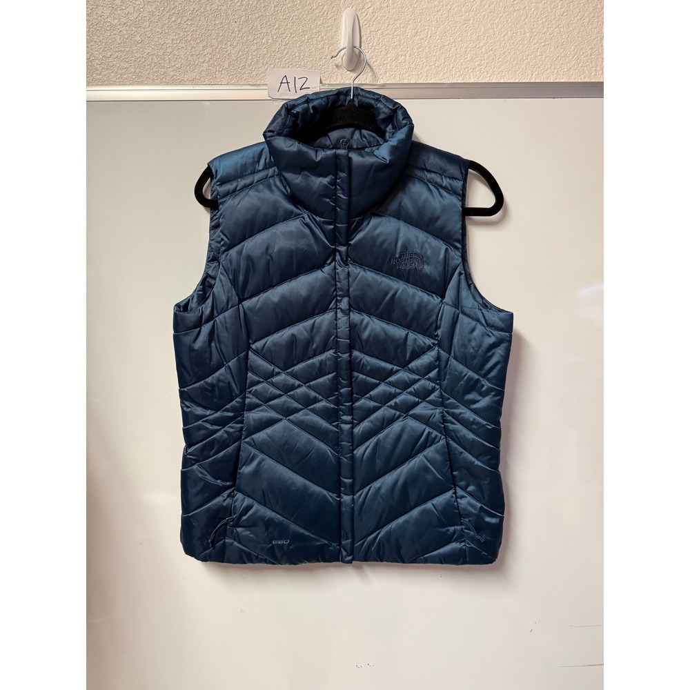The North Face 550 Down Puffer Vest Teal Blue Metallic Women Medium Quilted